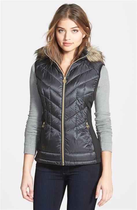 michael kors faux fur trim puffer vest|michael kors down vest women.